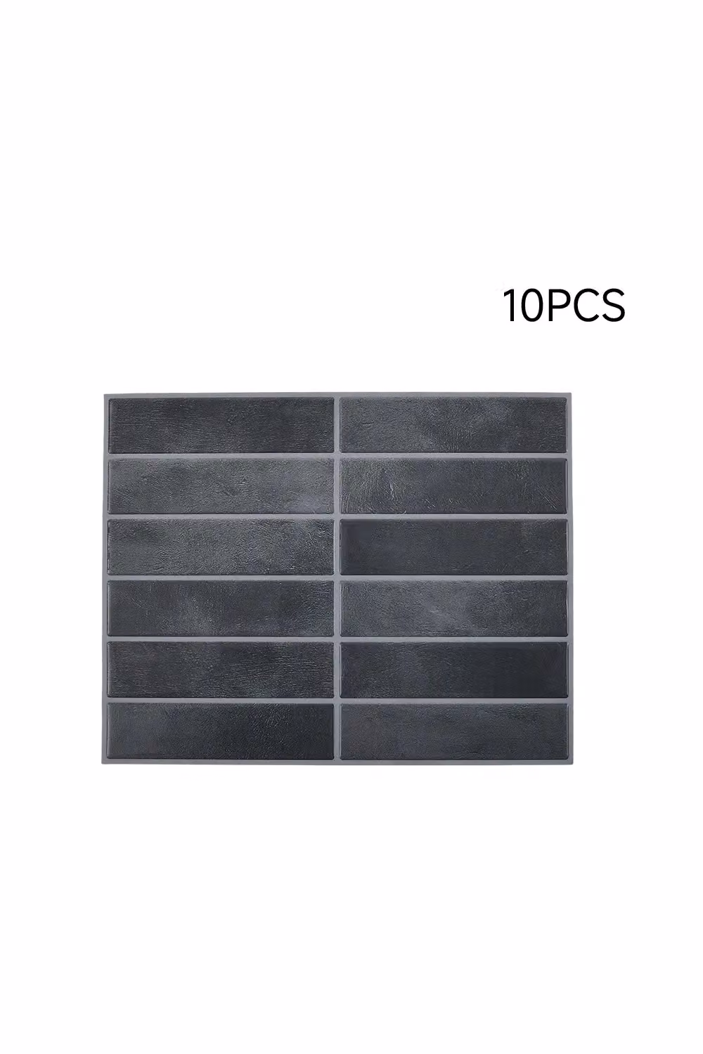 Living and Home 10Pcs 3D Rectangle Straight Pattern Self-Adhesive Tile Look Wall Stickers in Dark Grey – 3