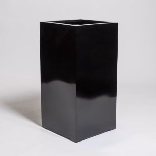 Primrose Black Polystone Cubic Planter Tub, H 60 cm x W 30 cm – 1