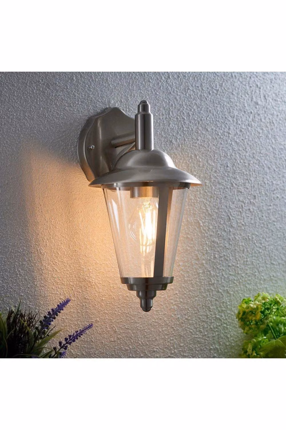 Netlighting Klien Outdoor Wall Lantern in Grey Polished Stainless Steel with Transparent Polycarbonate Cover, IP44, E27 – 2