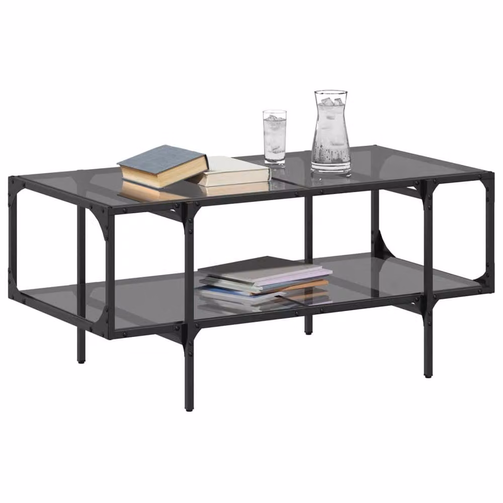 Berkfield Home Modern Rectangular Coffee Table with Black Glossy Glass Top and Steel Frame, W: 98.5 cm, D: 50 cm, H: 45 cm – 3