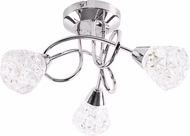 Astley 3 Way Silver Ceiling Bar Light with Diamond Effect Glass Shades