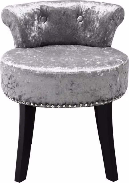 Kidkid Ice Velvet Upholstered Dressing Table Stool in Silver Grey