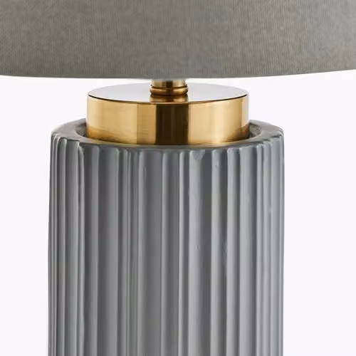 Pacific Lifestyle Art Deco Ceramic Textured Table Lamp with Fabric Shade in Grey – 4