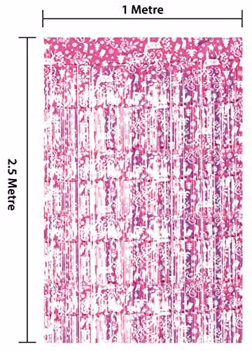 Netagon Pink Shimmer Tinsel Curtain with Reindeer and Christmas Tree Design, W: 100 cm, H: 250 cm – 3