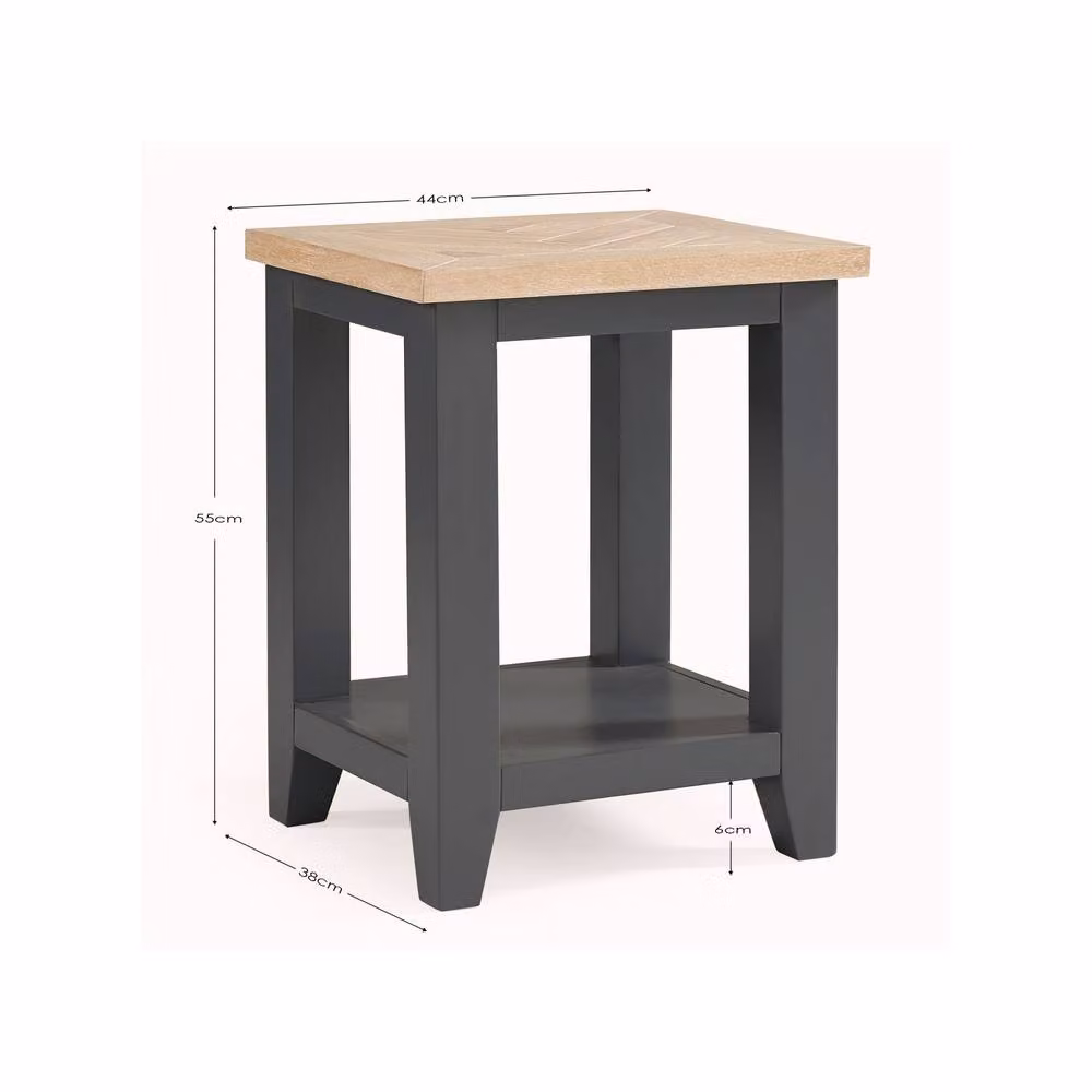 Cheshire Dunvegan Modern Square Lamp Table in Dark Grey and Oak – 4