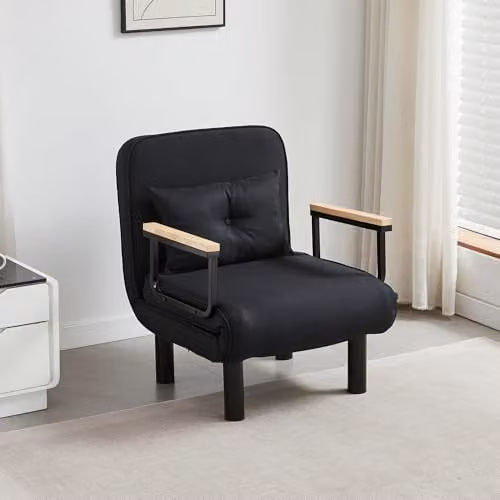 MCC Direct 4-in-1 Folding Single Sofa Bed and Convertible Lounge Sleeper Chair in Black – 1