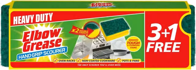 Elbow Grease Handgrip Scourers, Green, Pack of 4