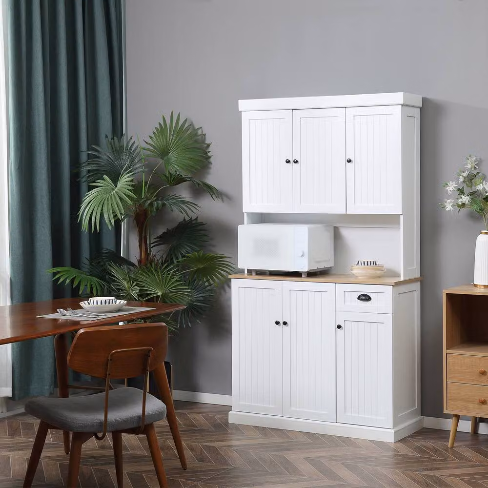 STILVORA Freestanding Kitchen Cabinet with Matt White Hinged Doors, Drawers and Internal Shelves – 2