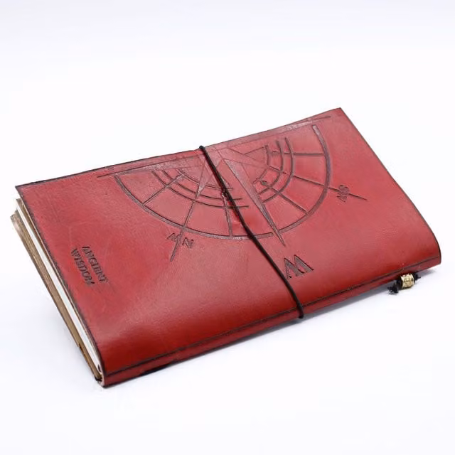 KDMK Handmade Organic Leather Journal The Adventure Begins in Red with 80 Pages