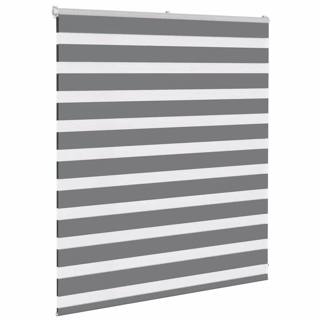 Berkfield Home Zebra Blind in Dark Grey Polyester, W: 130 cm, H: 100 cm – 3