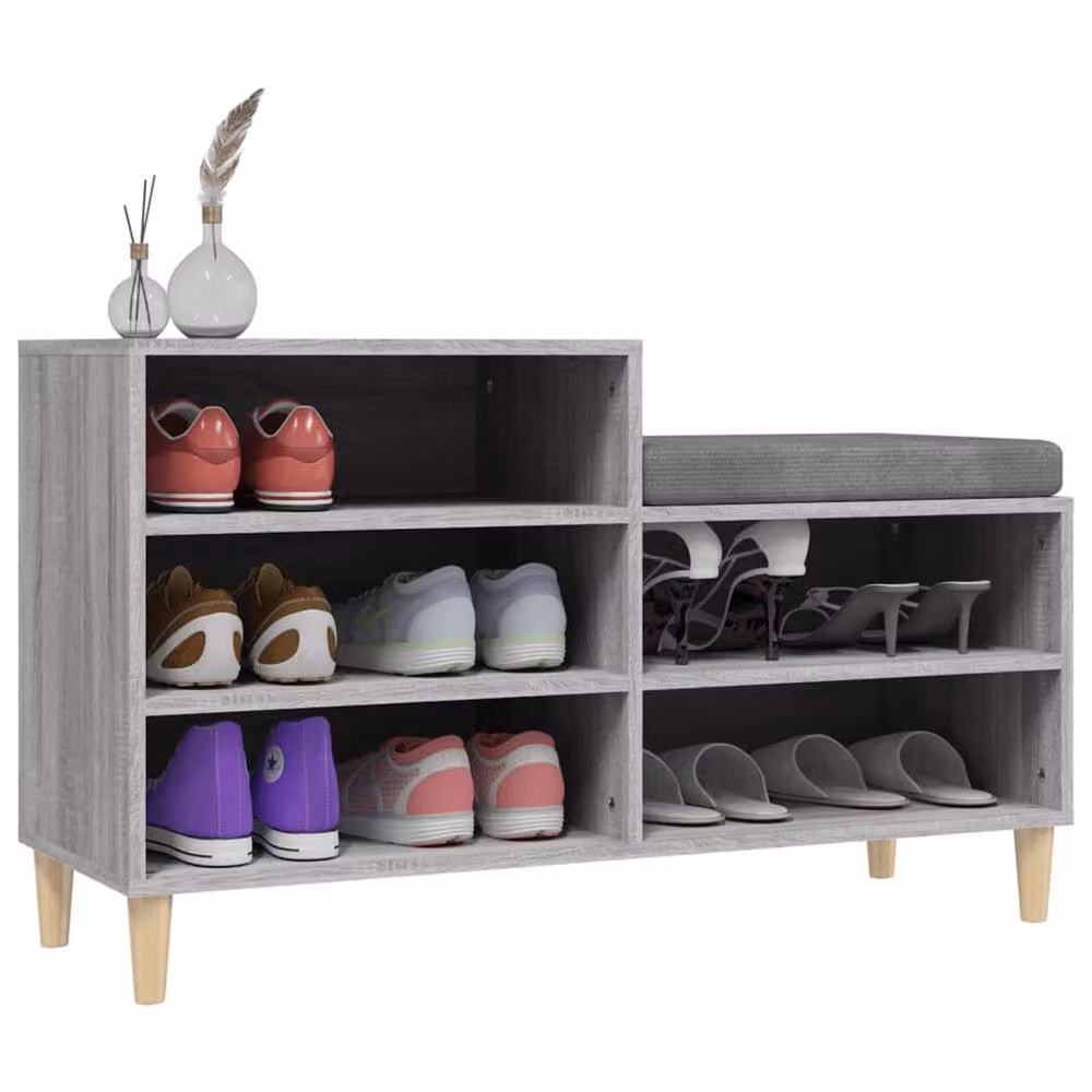 Berkfield Home Grey Sonoma Shoe Cabinet with Integrated Seat, W/D/H: 102 x 36 x 60 cm – 3