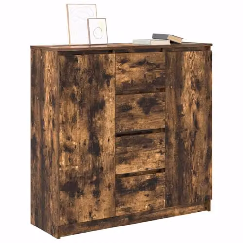 vidaXL Sideboard with Drawers in Brown Smoked Oak, W/D/H: 100.5 x 35 x 98.5 cm – 4