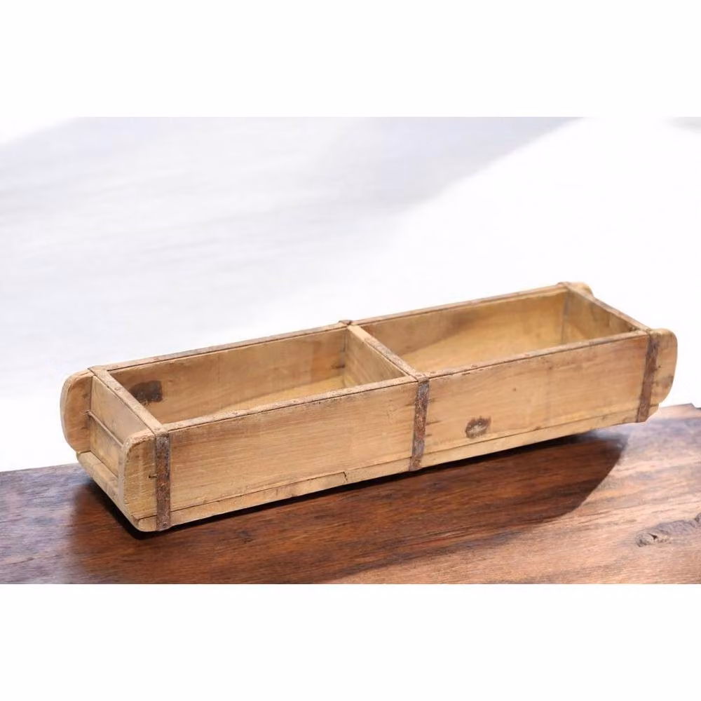 Minster Double Brick Mold Planter in Brown Reclaimed Wood W: 57 cm, D: 14 cm, H: 9 cm – 2