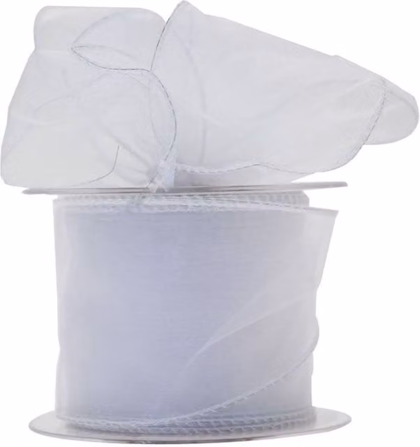 KDMD White Wired Chiffon Ribbon 2 Pack, Width: 7 cm, Length: 20 m