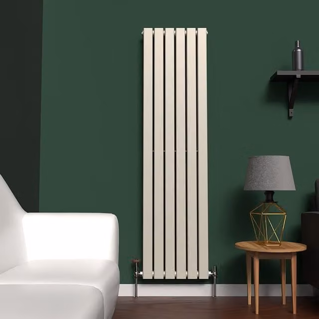 Lux Heat Flat Coloured Vertical Radiator in Dune Grey, H: 160 cm, W: 42 cm