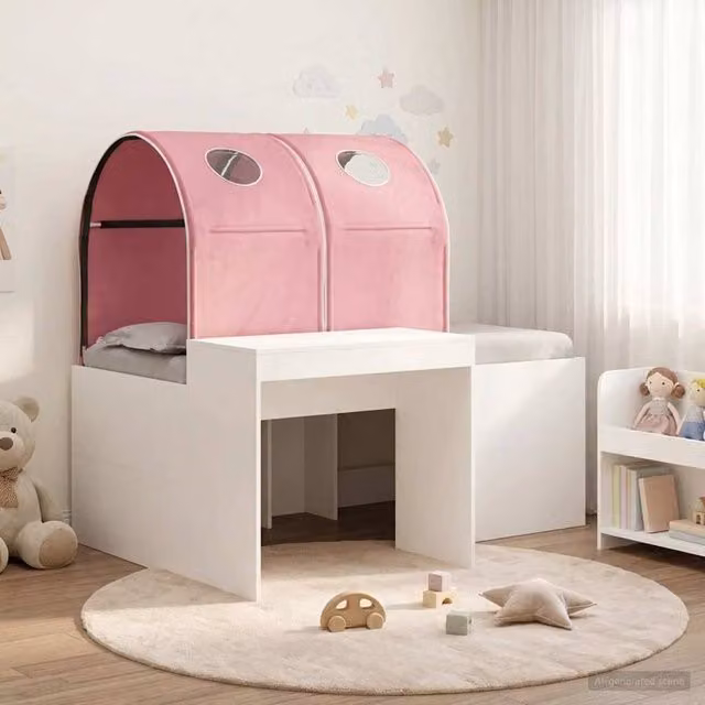 Berkfield Home 3-Piece Childrens Bed with Tunnel in Artisan Oak and Pink Engineered Wood – 1