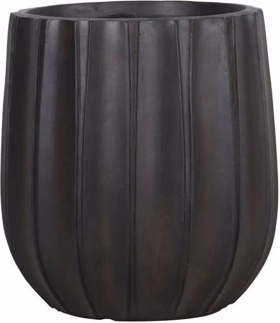 KDMD Hortus Set of 3 Black Ribbed Outdoor Clay Planter Tubs