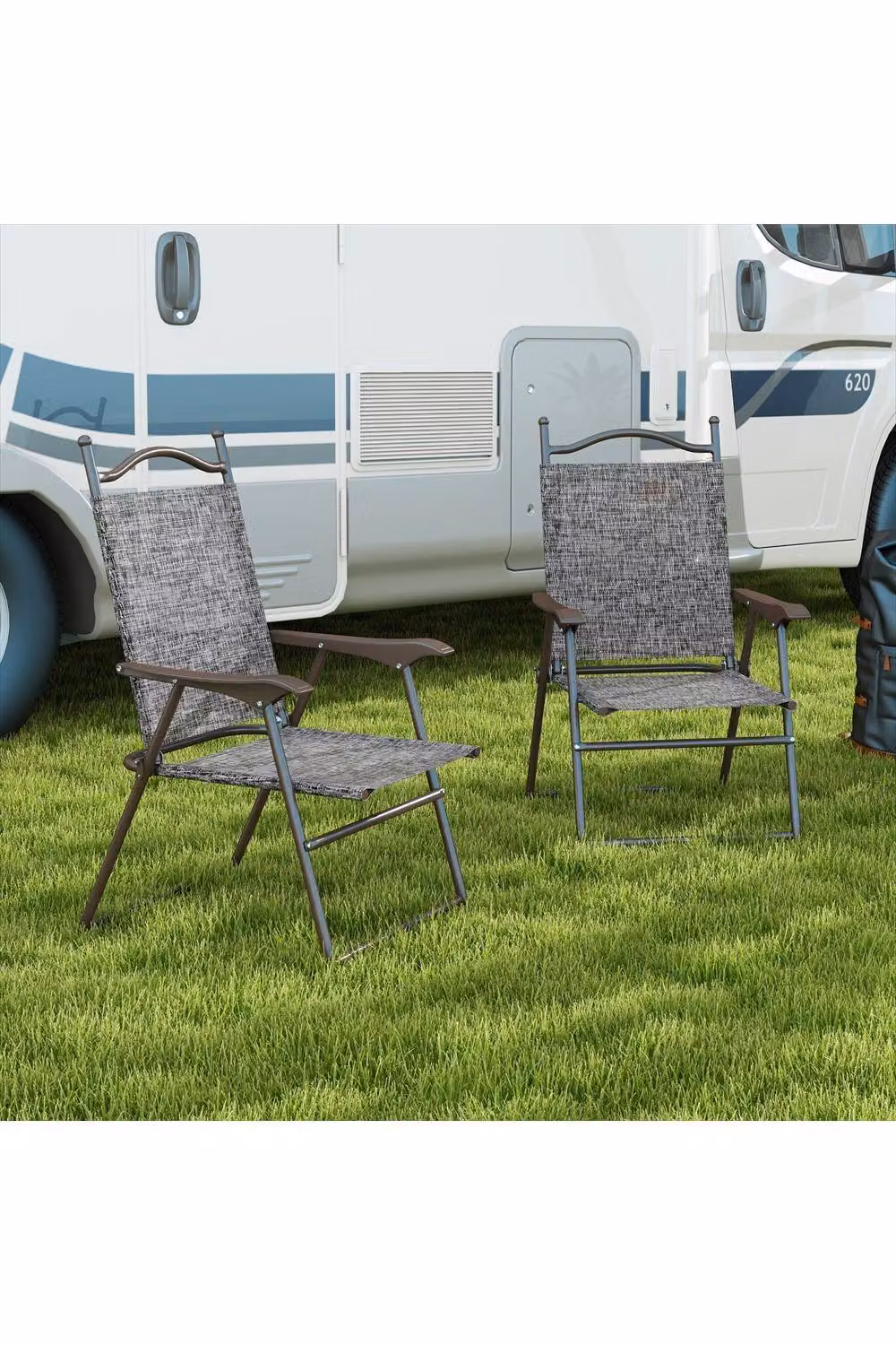 ERGOVEXA Set of Two Folding Garden Chairs in Grey – 2