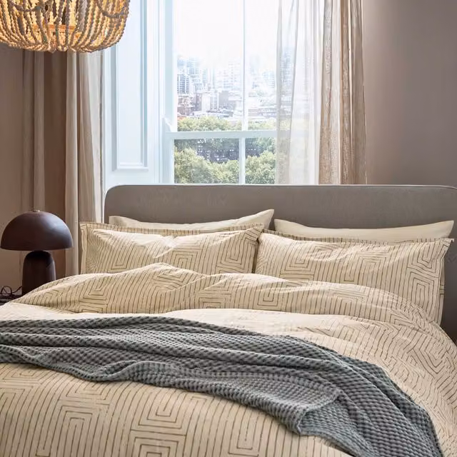 Murmur Pia Cotton Duvet Cover and Pillowcase Set, Yellow/Orange, W: 140 cm, L: 200 cm