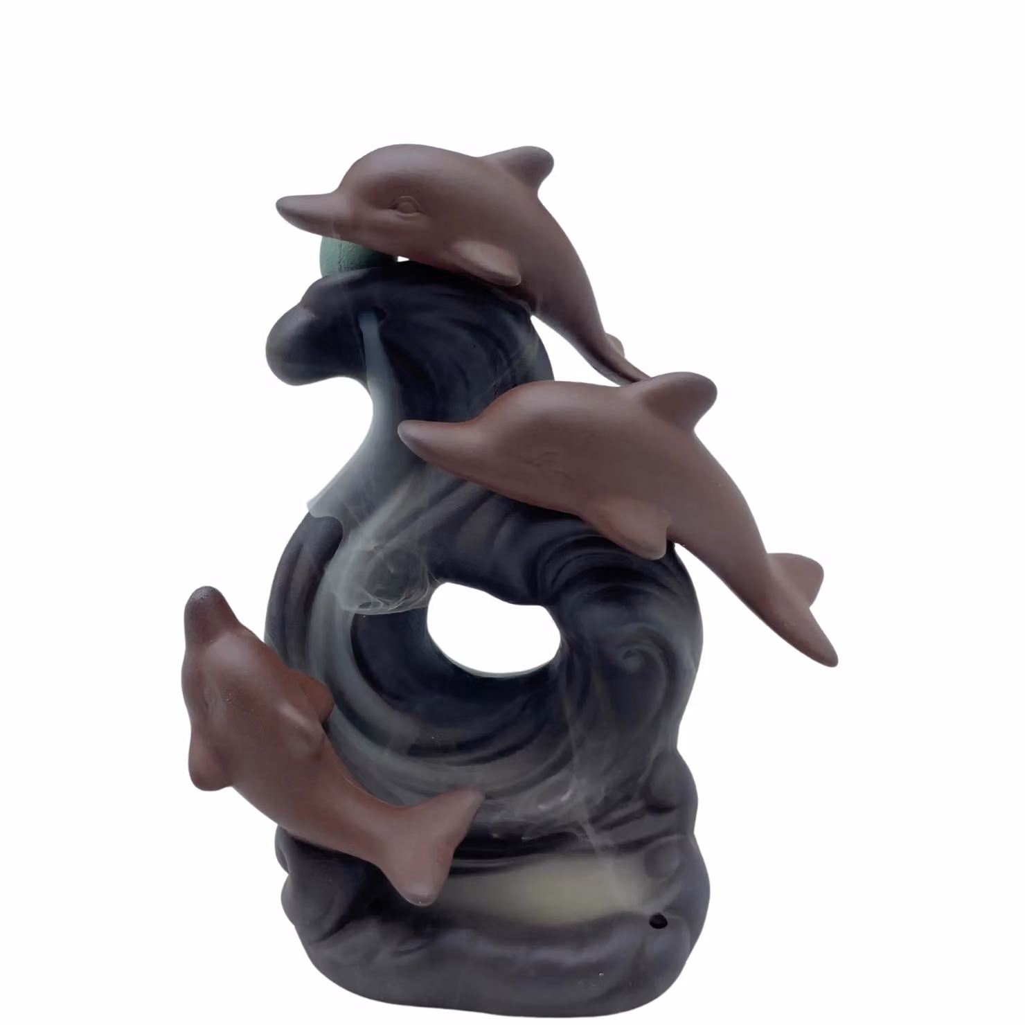 KDMD Dolphin Wave Ceramic Backflow Incense Burner in Grey – 3