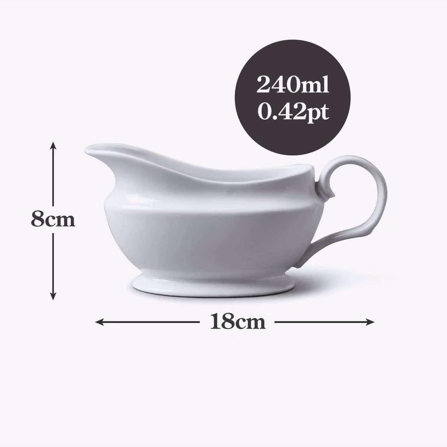 WM Bartleet & Sons 1750 T194 Traditional Porcelain Drip-Free Gravy and Sauce Boat, White, 240ml – 1