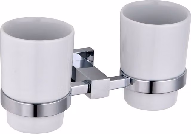 Nes Home Double Square Glass Tumbler in Silver Chrome