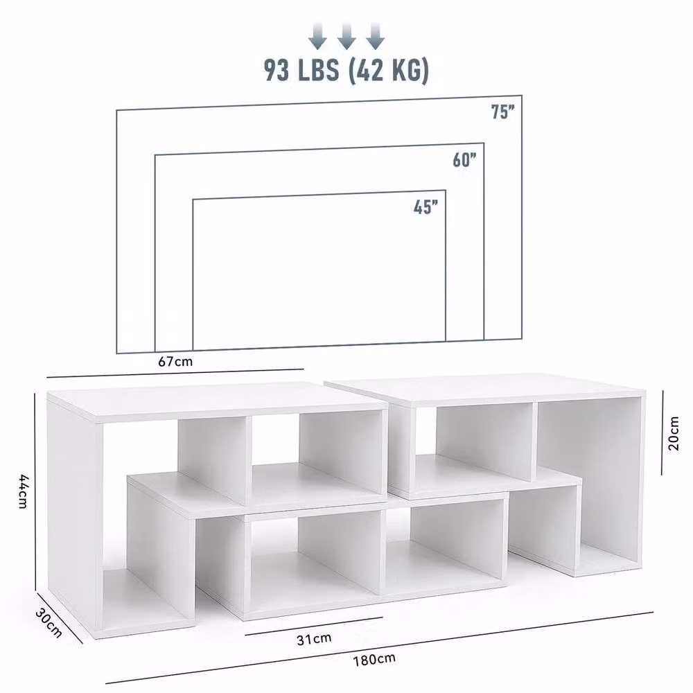 FLAVORA Modern White Combination TV Media Stand for TVs up to 65 Inch – 5