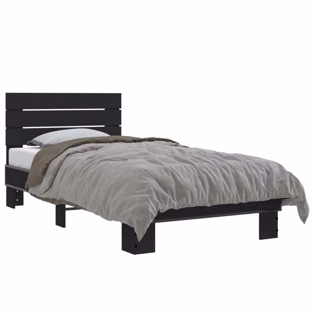 Berkfield Home Durable Small Single Bed Frame in Black, W/D/H: 75 x 190 cm – 3