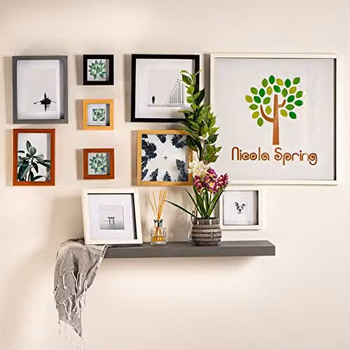 Nicola Spring Pack of 5 Modern Rectangular 3D Shadow Box Photo Frames in Grey with White 10 x 15 cm Mounts – 2