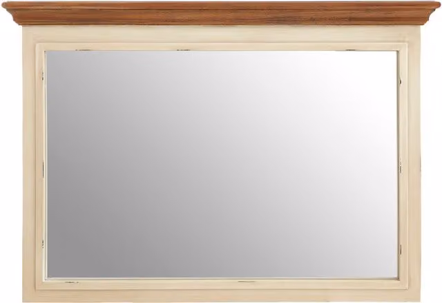 Orsina Round Wood and Glass Wall Mirror in Beige and Brown