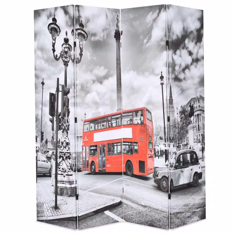 Berkfield Home Beautiful Folding Room Divider London Bus Black, White and Red W/H: 160 x 170 cm