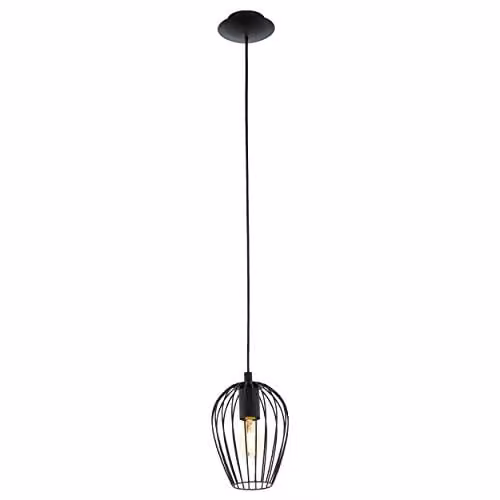 Loops Modern Black Metal Hanging Ceiling Pendant Light with Adjustable Height and E27 Socket