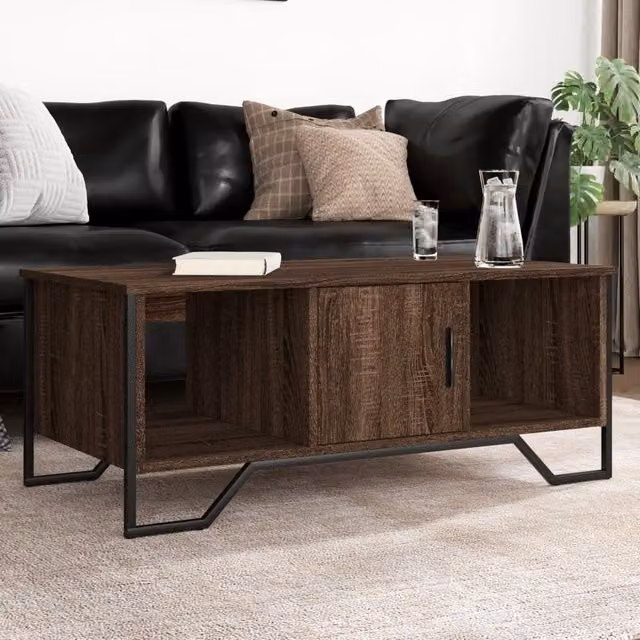 Berkfield Home Brown Oak Coffee Table in Engineered Wood, W: 100 cm, D: 51 cm, H: 40 cm