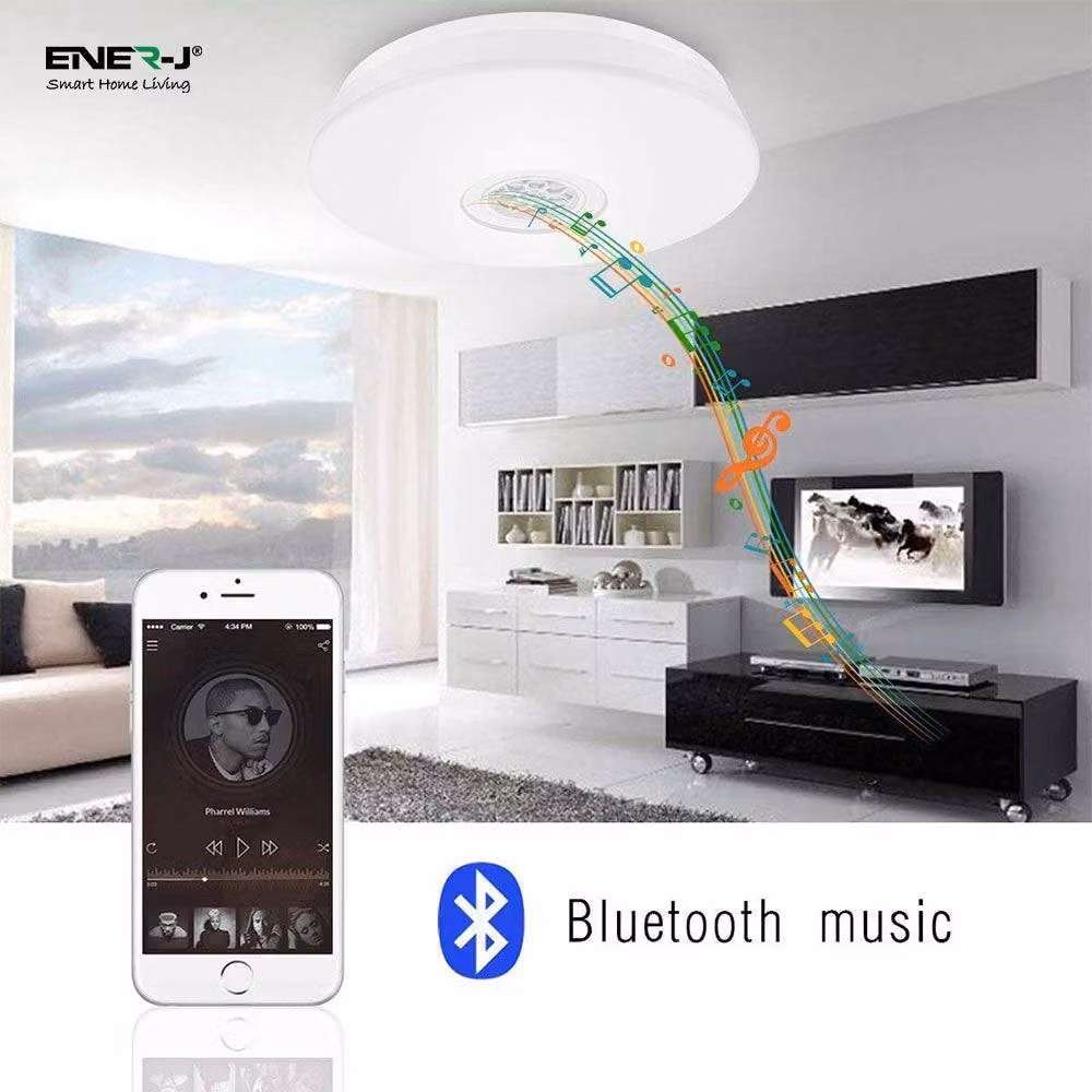 ENER-J Smart Bluetooth 24W RGB LED Ceiling Lamp with Speaker in White – 3