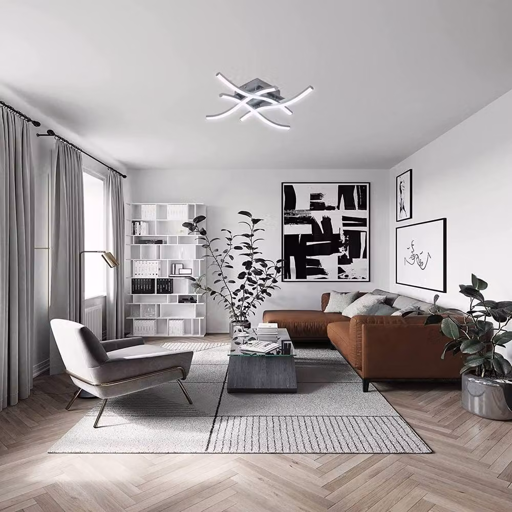 COMELY 24W Modern LED Ceiling Light with 4 Curved Tubes in Grey, 6500K Cool White – 2