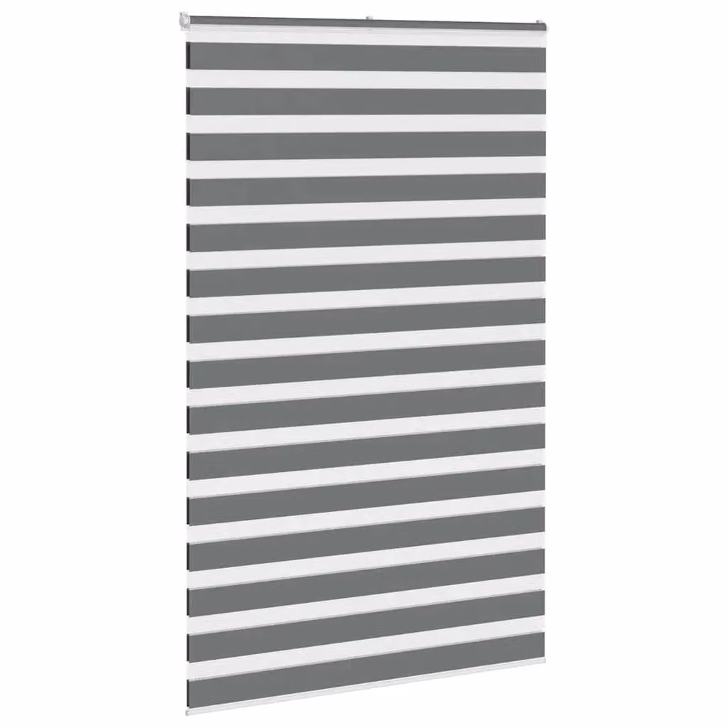 Berkfield Home Zebra Blind in Dark Grey, W: 140 cm, H: 230 cm, Polyester Fabric – 3