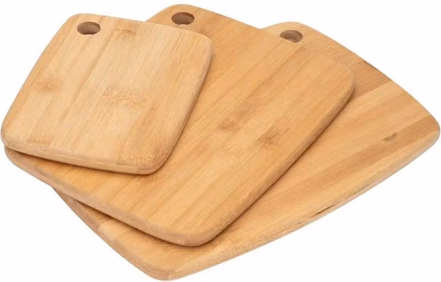 Nordara Set of 3 Bamboo Wooden Chopping Boards and Serving Platters in Natural Brown, W/D/H: 100 x 15 x 15 cm – 1