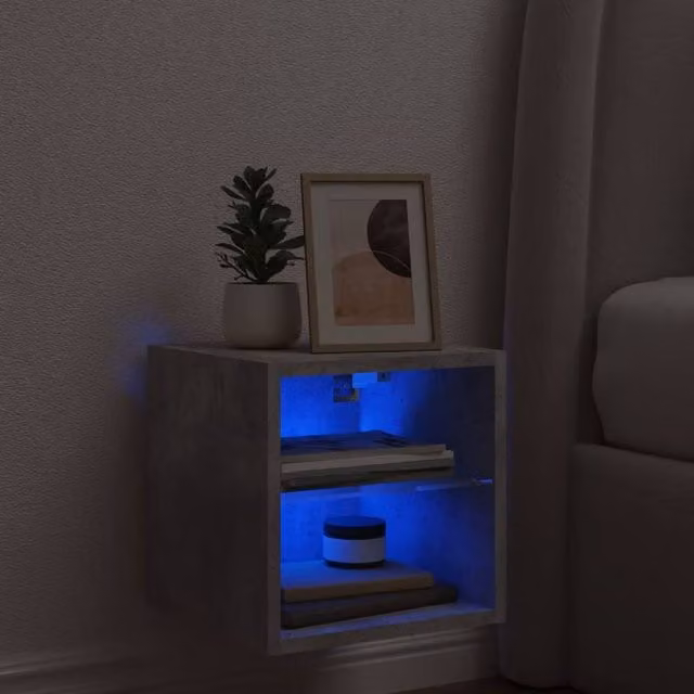 Berkfield Home Modern TV Wall Cabinet with LED Lights in Concrete Grey, W/D/H: 30 x 28.5 x 30 cm – 1