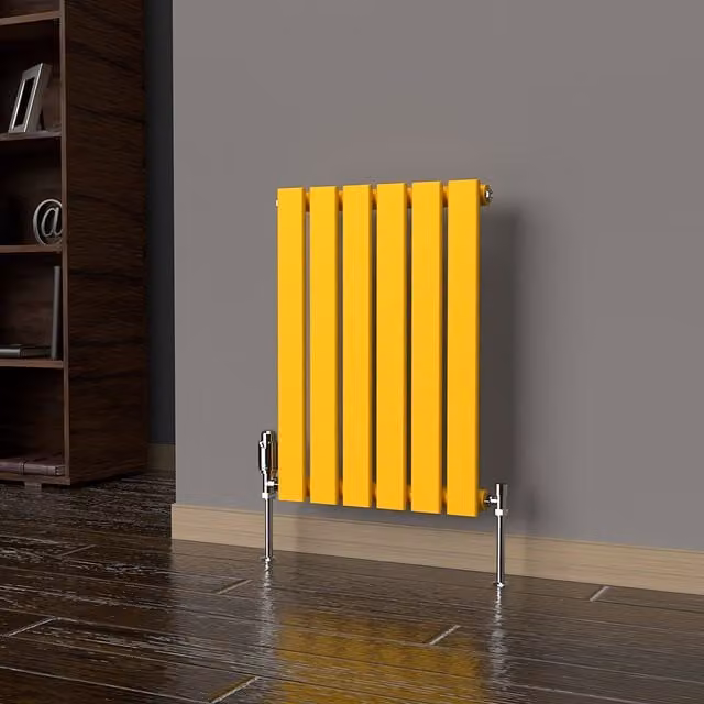 Lux Heat Flat Horizontal Coloured Radiator in Sunflower Yellow, W: 60.0 cm, H: 42.0 cm