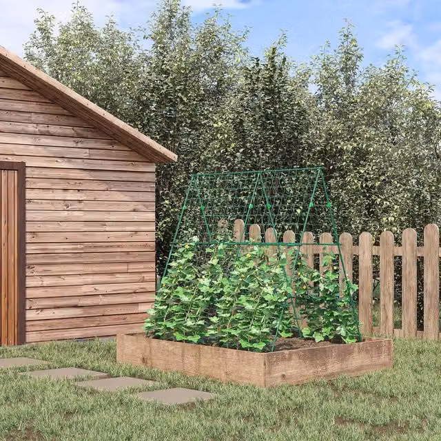 Outsunny Green Steel Garden Cucumber Trellis Support for Vegetable Gardens