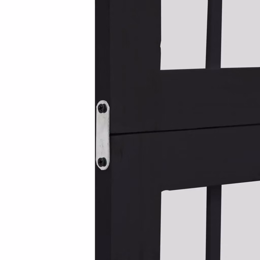 Berkfield Home 5 Panel Room Divider in Black Solid Paulownia Wood – 4