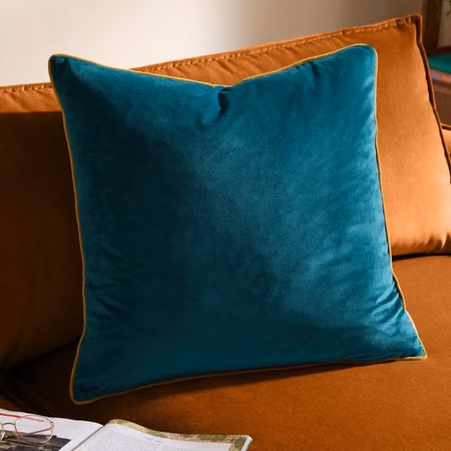 Furn Meridian Square Velvet Cushion in Turquoise Blue, W/D/H: 45 x 45 x 45 cm – 5