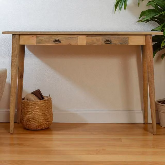 Artisan Furniture Mango Wood Scandinavian Writing Desk in Brown