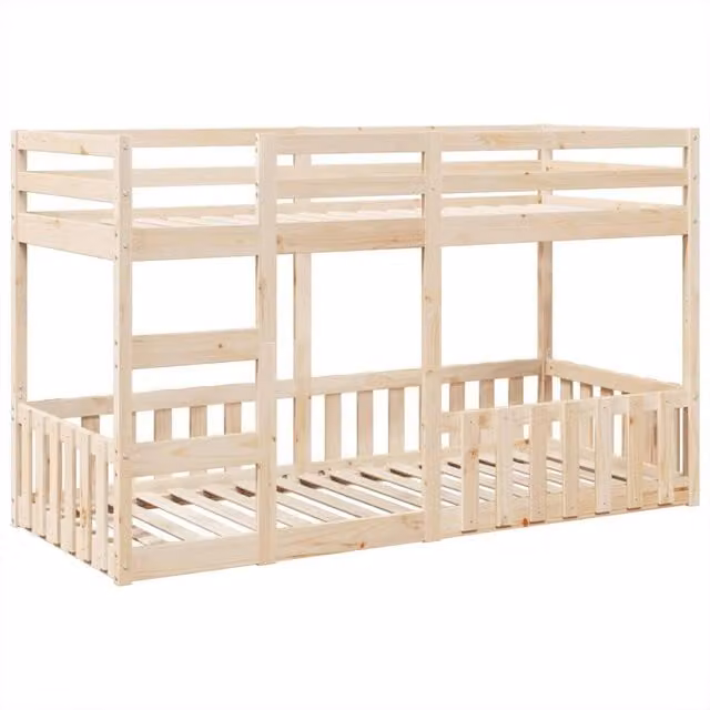 Berkfield Home Two-Level Childrens Bunk Bed in Light Brown Solid Pine, W/D/H: 80 x 200 cm