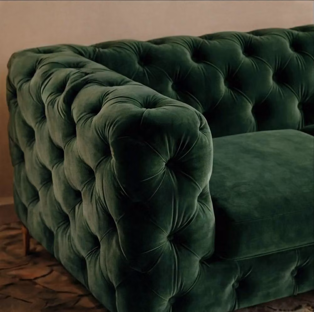 Sofaya Monaco Chesterfield 3 Seater L-Shaped Sofa in Green Velvet with Right Hand Chaise – 4
