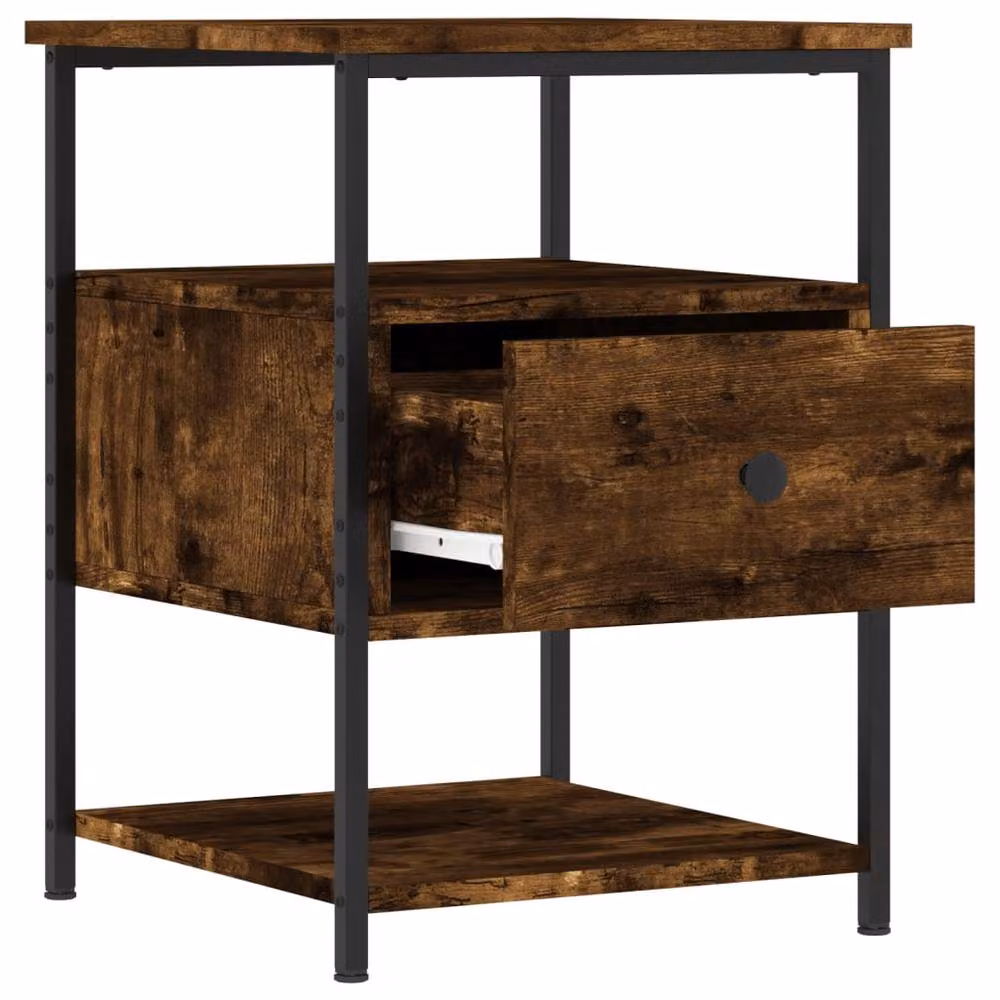 Berkfield Home Set of 2 Smoked Oak Bedside Cabinets, Brown, W/D/H: 40 x 42 x 56 cm – 4