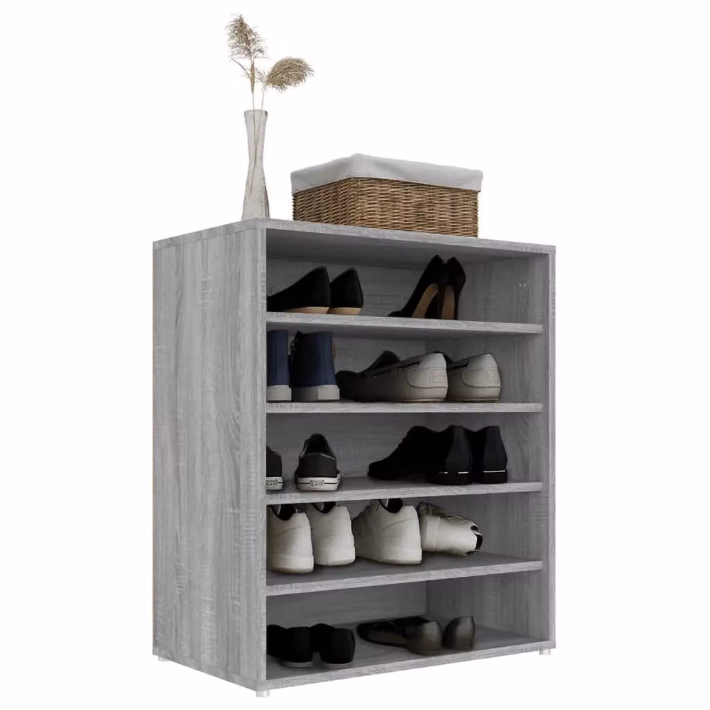 Berkfield Home Modern Grey Shoe Cabinet with Internal Flat Shelves, W/D/H: 60 x 35 x 70 cm – 3