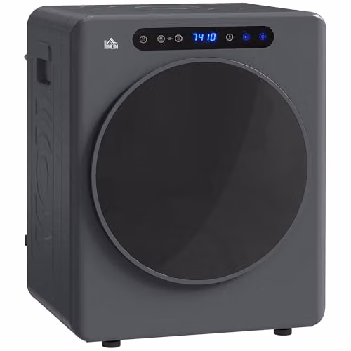 HOMCOM Vented Tumble Dryer, Grey, 5kg Wet Laundry/3kg Dry Capacity, 1000W, Front Loader, W: 61.0 cm, D: 49.0 cm, H: 85.0 cm – 1