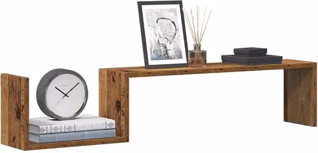 Berkfield Home Durable Wall Mounted Shelves, 2 Pack, Brown Old Wood Style, W/D/H: 100 x 15 x 20 cm