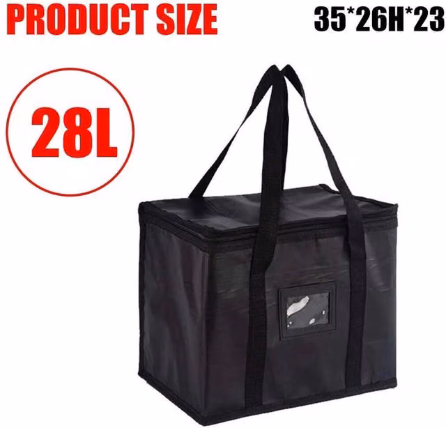 EONLION 28L Portable Cooler Bag and Picnic Tote in Black, W: 35 cm, D: 23 cm, H: 26 cm